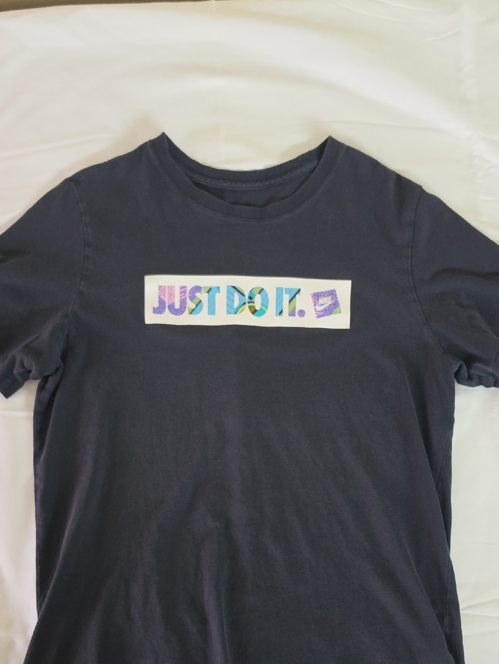 Nike Black Short-Sleeve Tee with Multicolor 'Just Do It.' Block Logo